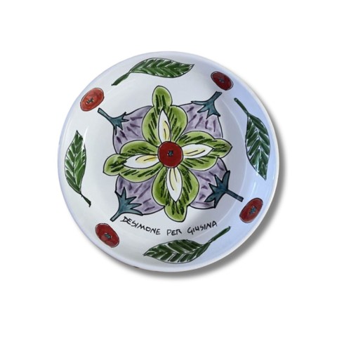 Sicilian handmade bottom plate Plate De Simone per Giusina Tasty Flower Sicilian handmade bottom plate Plate De Simone per Giusina Tasty Flower